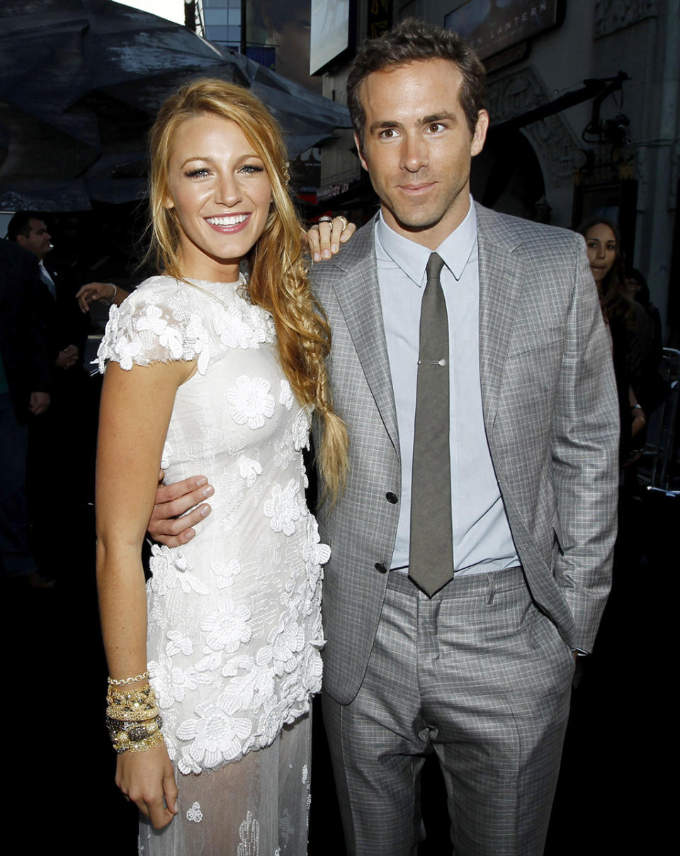 <p>Reynolds next starred as the superhero with his future wife Blake Lively. The co-stars, at the premiere on June 15, 2011, began dating four months later. (Photo: Matt Sayles/AP) </p>