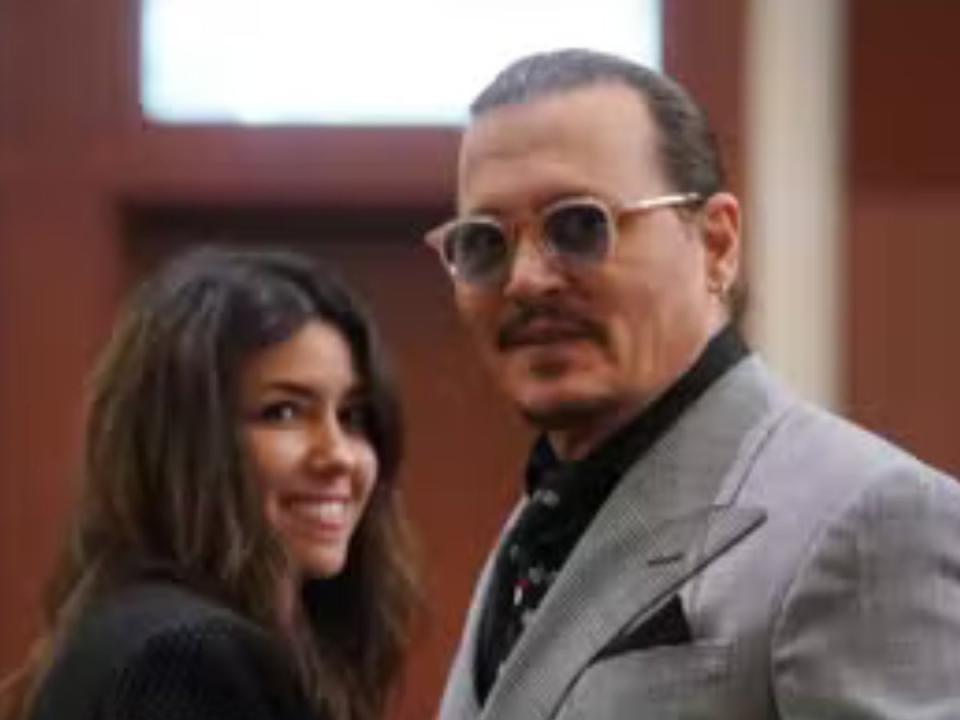 Ms Vasquez with Johnny Depp at court (SHAWN THEW/POOL/AFP via Getty Images)