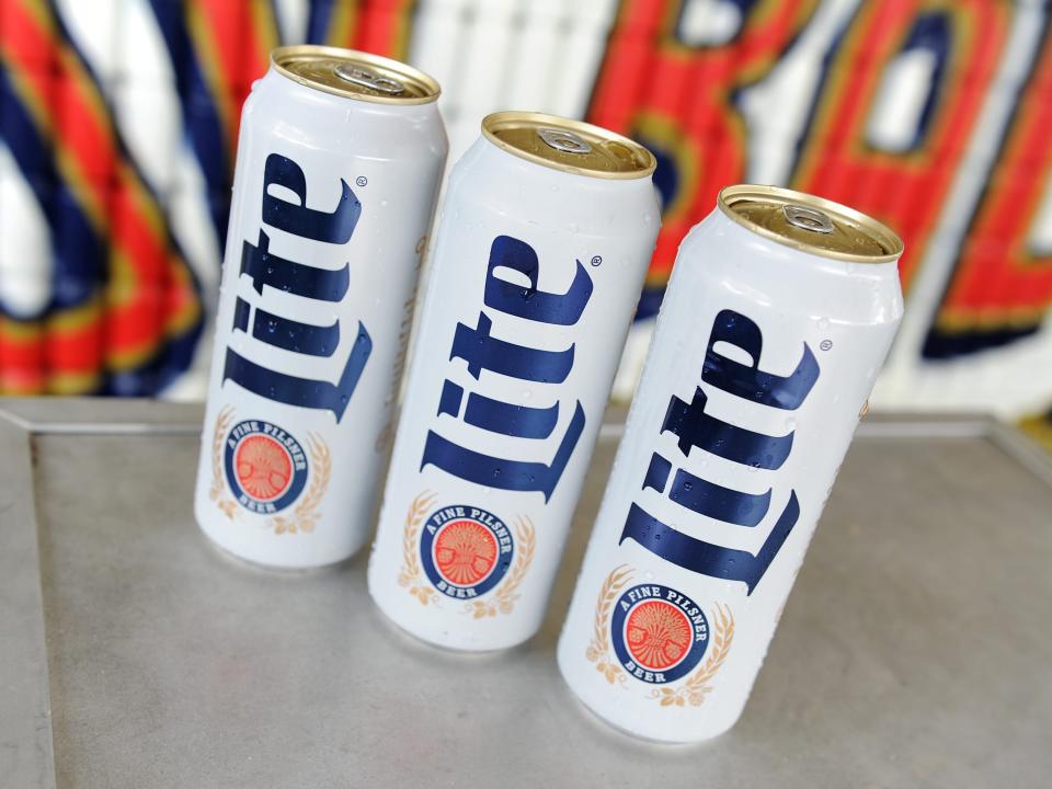 Cans of Miller Lite beer