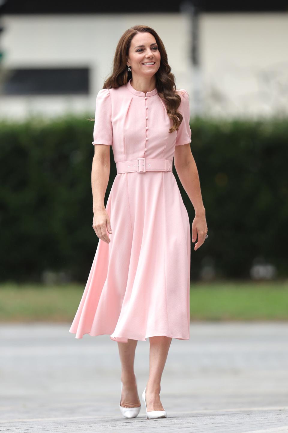 Kate Middleton wears a pale pink dress