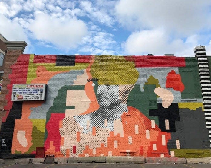 "Untitled" mural by Ellen Rutt and Patrick Ethen, in downtown Detroit.
