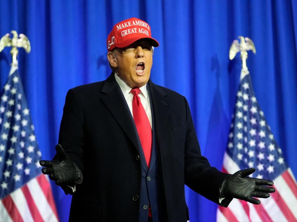 Donald Trump looking fierce on the campaign trail in Michigan (Paul Sancya/AP)