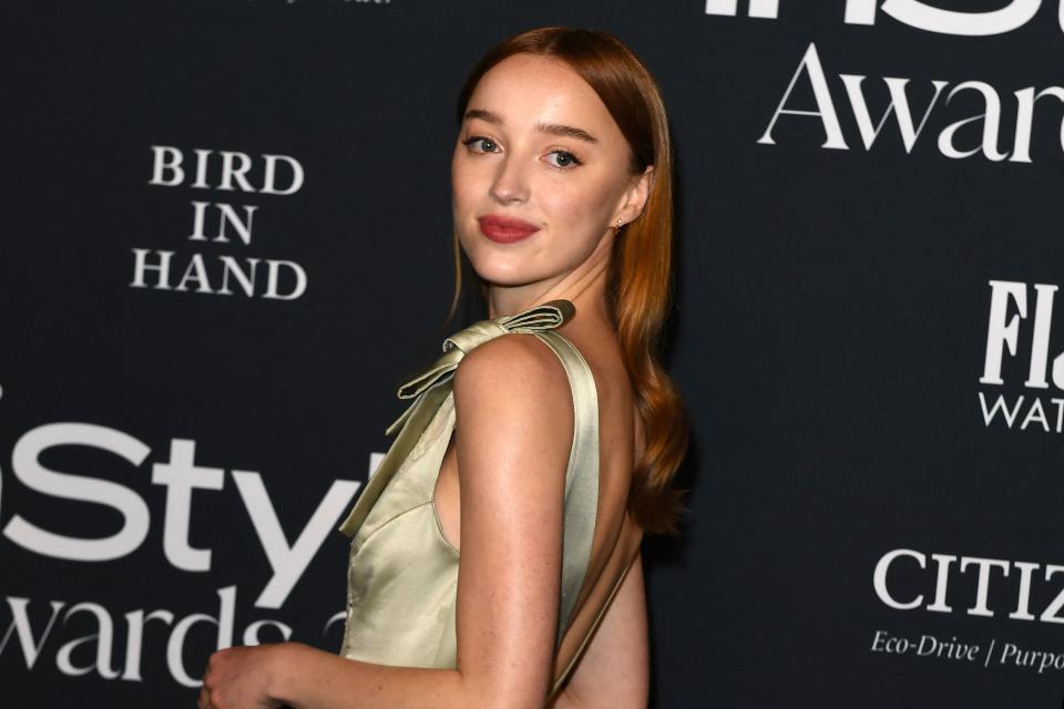 US actress Phoebe Dynevor arrives for the sixth annual Instyle Awards at The Getty Center in Los Angeles, November 15, 2021. (AFP via Getty Images)
