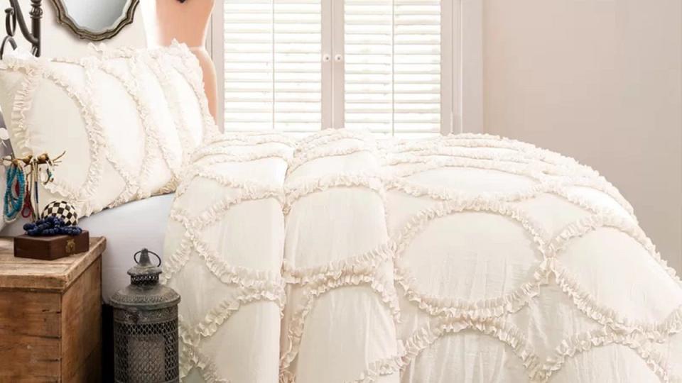 Make your bathroom and bedroom extra cozy with these discounted essentials, like this Willa Arlo Apollo comforter set.