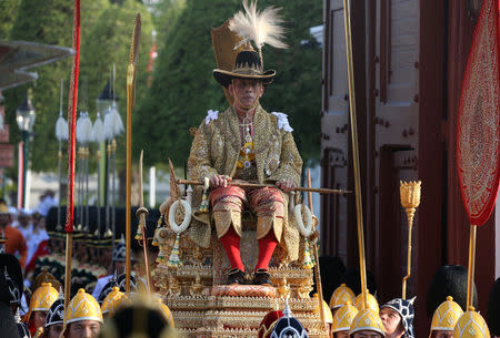 Thailand's newly crowned King Maha Vajiralongkorn is seen during his coronation procession, in Bangkok, Thailand May 5, 2019. REUTERS/Athit Perawongmetha