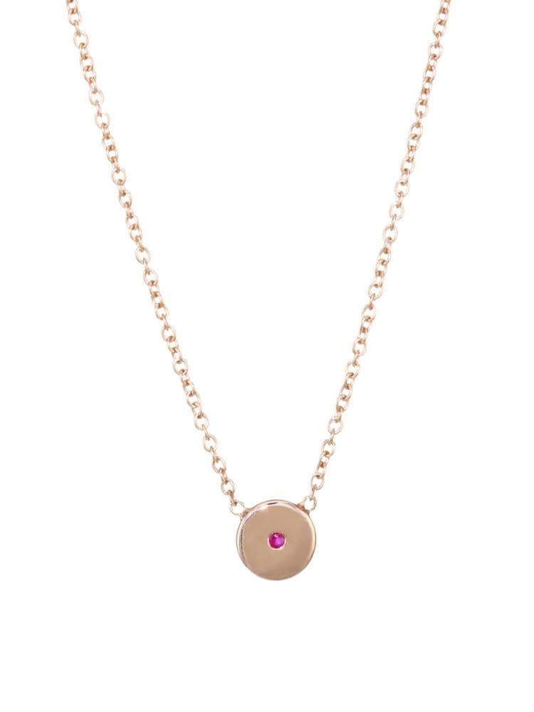 Medium 14K Rose Gold & Ruby Disc Necklace