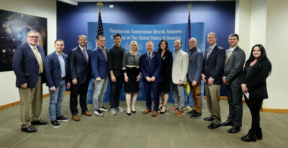 U.S. Ambassador to Ukraine Bridget A. Brink poses for a photo after a meeting with members of the Utah trade delegation at the embassy in Kyiv, Ukraine, on Tuesday, May 2, 2023. She also sat down independently for a visit with the Deseret News. | Scott G Winterton, Deseret News