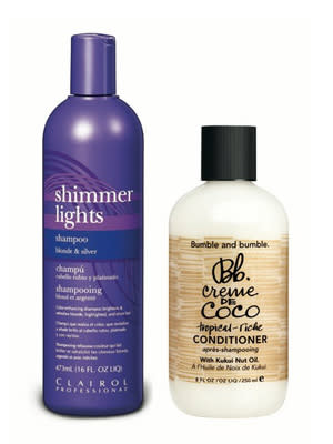 <div class="caption-credit"> Photo by: courtesy of the brand</div><b>Favorite shampoo, conditioner, and hairstyling:</b> "I use Clairol Shimmer Lights--the purple shampoo, because I have blonde hair and it helps make my shade a little cooler. For conditioner, I love Bumble and Bumble Crème de Coco, basically because I like the way it smells. I did a shoot for Revlon with Garren, and he gave me his Designing Spray Tonic--which I now use!"