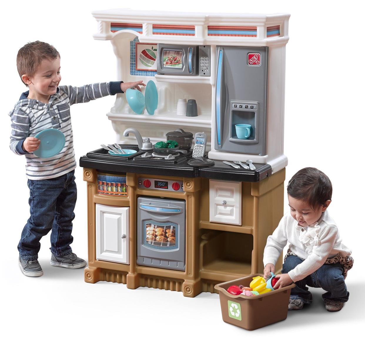 Step2 Lifestyle Custom Play Kitchen with 20 Piece Accessory Play Set in Multicolor