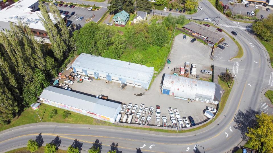 The city of Poulsbo's public works facility and the Coffee Oasis location on Iverson Street