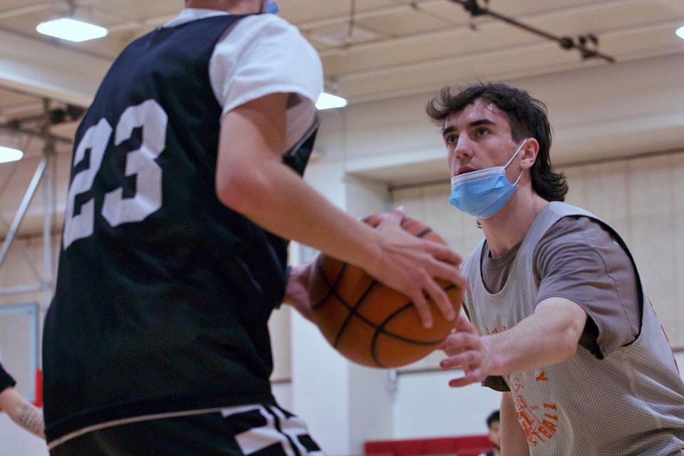 North Quincy's Daithi Quinn at practice on Thursday, January 13, 2022.