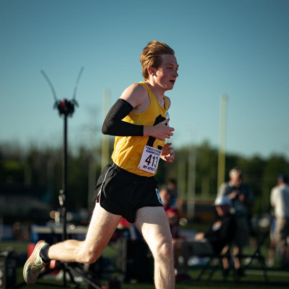 Corning's Jack Gregorski competes in the 3200m run during the 2022 NYSPHSAA Outdoor Track and Field Championships in Syracuse on Friday, June 10, 2022.