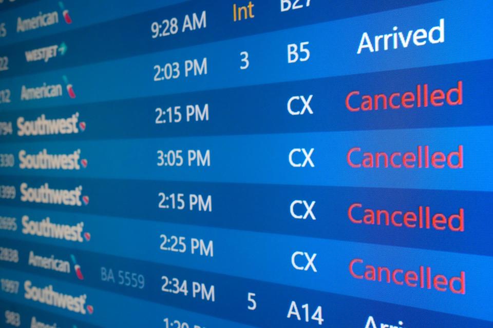 The list of Southwest Airlines flights cancelled grew at Phoenix Sky Harbor International Airport on Dec. 29, 2022.