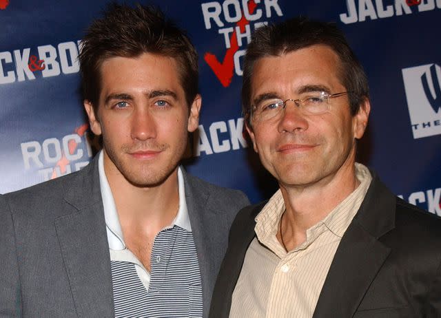 <p>Jean-Paul Aussenard/WireImage</p> Jake Gyllenhaal and father Stephen.