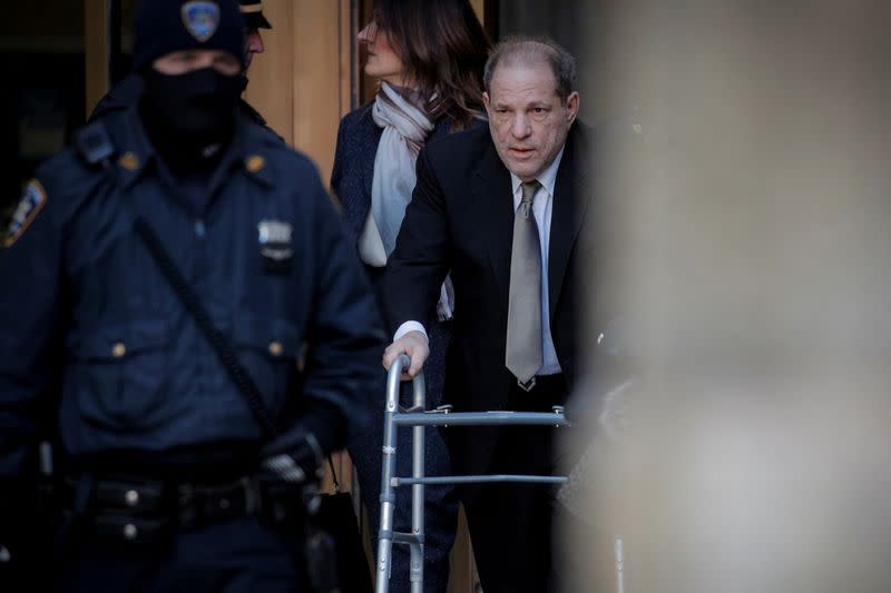 Film producer Harvey Weinstein exits at New York Criminal Court for his sexual assault trial in New York