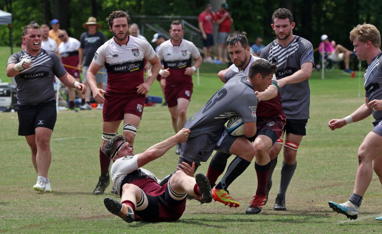 A rugby match between Asheville and Columbia was held Saturday afternoon, April 20, 2024, at Martha Rivers Park in Gastonia.