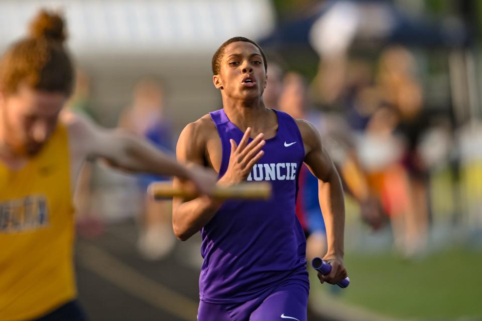 Muncie Central's Leo Boyd in the Delta boys track and field sectional meet on Thursday, May 18, 2023.