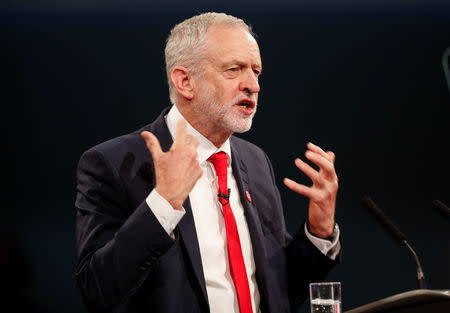 Jeremy Corbyn, leader of Britain's opposition Labour Party, delivers a speech at a campaign event in Birmingham, Britain May 20, 2017. REUTERS/Darren Staples