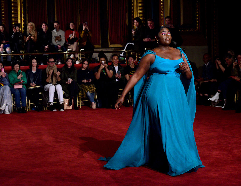 Danielle Brooks walks the runway for Christian Siriano during New York Fashion Week on Feb. 10. (Photo: Getty Images)