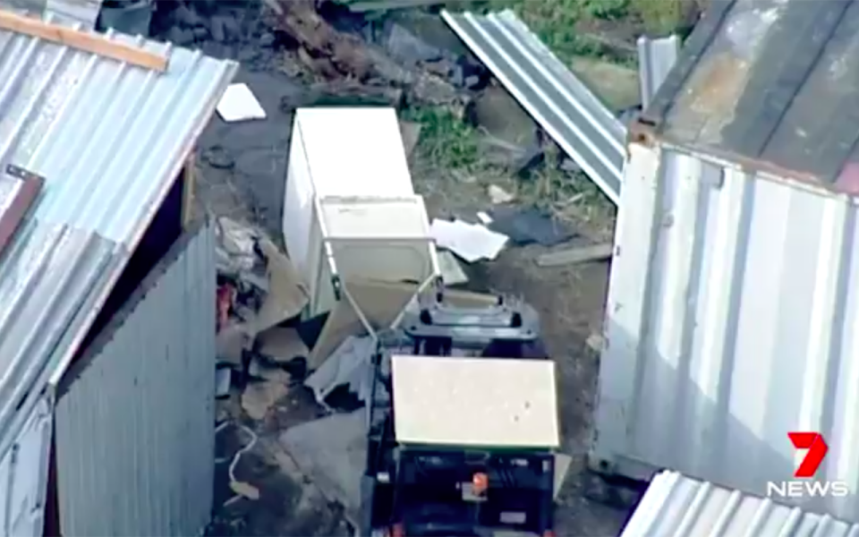 The crate was taken to a warehouse across the round by forklift and emptied. Source: 7 News