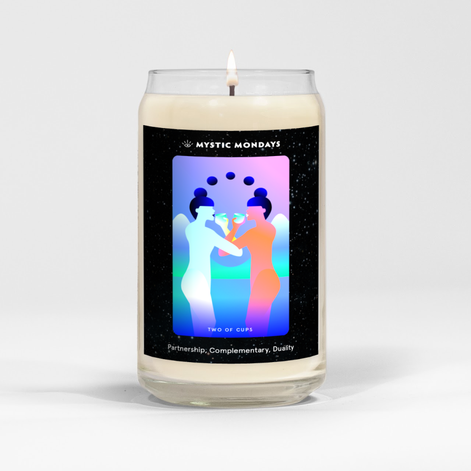 <p><a href="https://shop.mysticmondays.com/products/two-of-cups-candle" rel="nofollow noopener" target="_blank" data-ylk="slk:Shop Now;elm:context_link;itc:0;sec:content-canvas" class="link ">Shop Now</a></p><p>Two of Cups Candle</p><p>mysticmondays.com</p><p>$30.00</p>