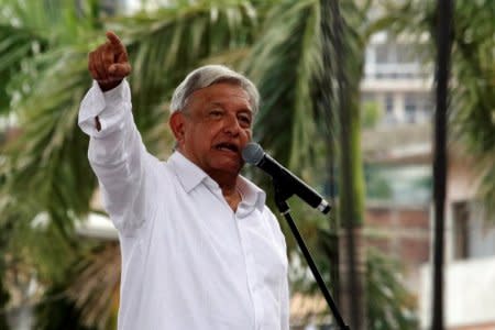 FILE PHOTO: Mexico's President-elect Andres Manuel Lopez Obrador speaks during a rally as part of a tour to thank supporters for his victory in the July 1 election, in Acapulco, Mexico, October 3, 2018. REUTERS/Javier Verdin/File Photo