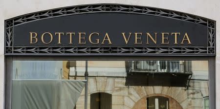 The logo of Bottega Veneta is seen in a shop in downtown Rome, Italy, February 10, 2016. REUTERS/Tony Gentile/File Photo