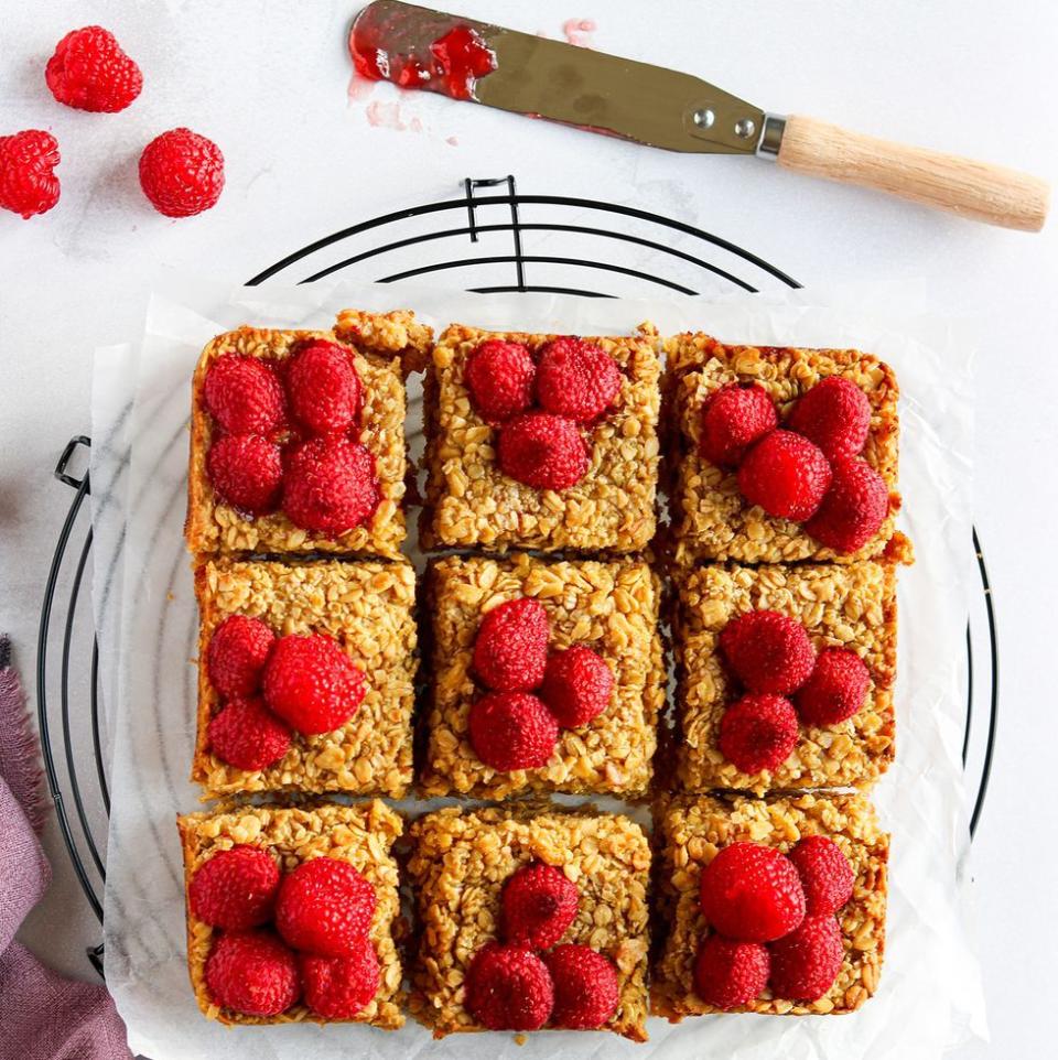 Raspberry Vegan Flapjacks