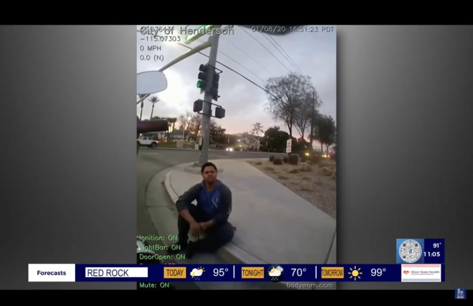 Screenshot of Shane Lee Brown, 25, from viral body cam video. (YouTube/8 News NOW Las Vegas 8 News NOW Las Vegas)