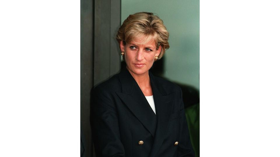 Princess Diana in a black outfit