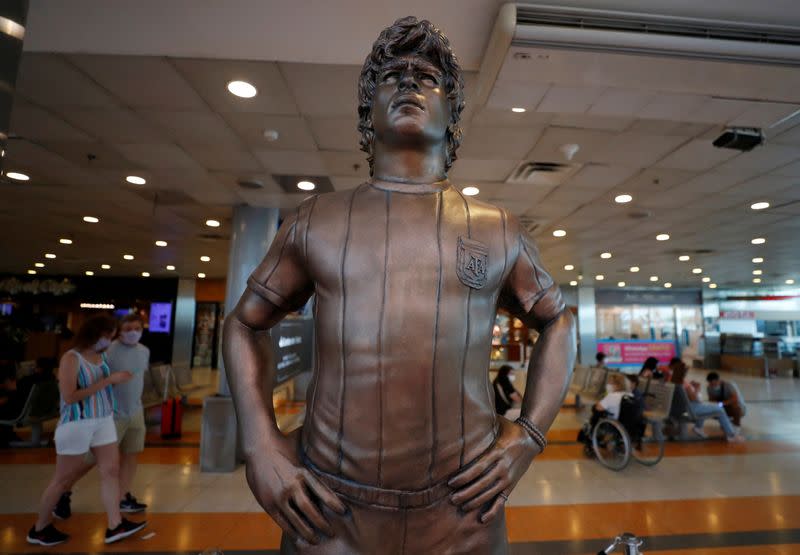 FILE PHOTO: Maradona statue pays tribute to soccer star's legacy in Argentine airport