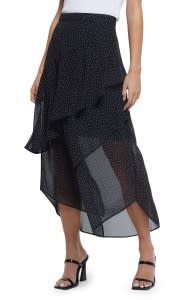 River Island Frill Chiffon High-Low Midi Skirt