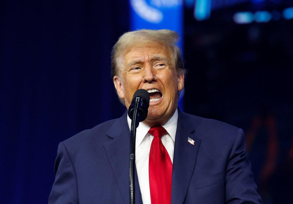 Republican presidential candidate and former President Donald Trump speaks at an event held by the national conservative political movement 'Turning Point' in Detroit, Michigan, on June 15, 2024.