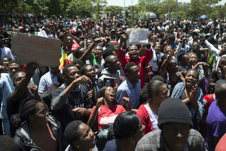 As Robert Mugabe's 37-year rule drew to a close, students rallied on November 20 to demand the University of Zimbabwe withdraw the doctorate it controversially awarded to his wife, Grace