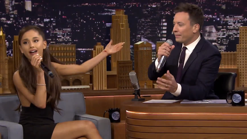 Ariana Grande Does a Killer Celine Dion Impression on The Tonight Show