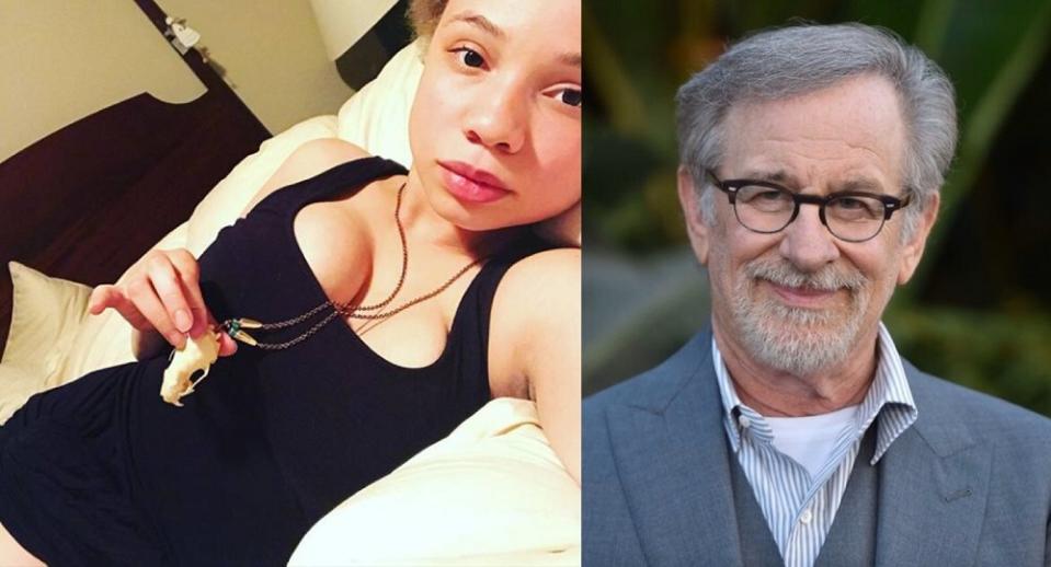 Mikaela Spielberg (left) said her father is supportive of her work and cares deeply for her well-being. — Pictures via Instagram/vandal_princess and AFP