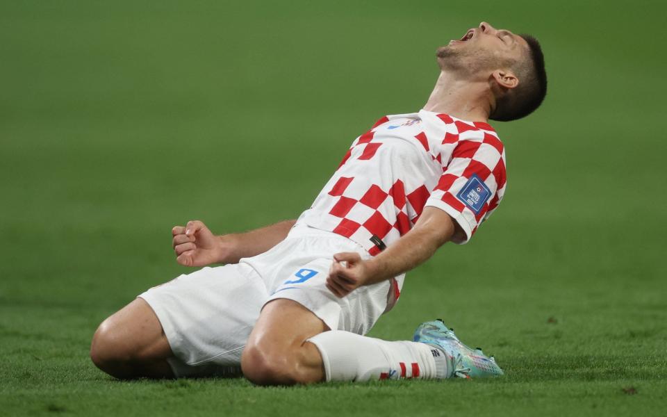 Croatia's Andrej Kramaric celebrates scoring their third goal - Paul Childs/Reuters