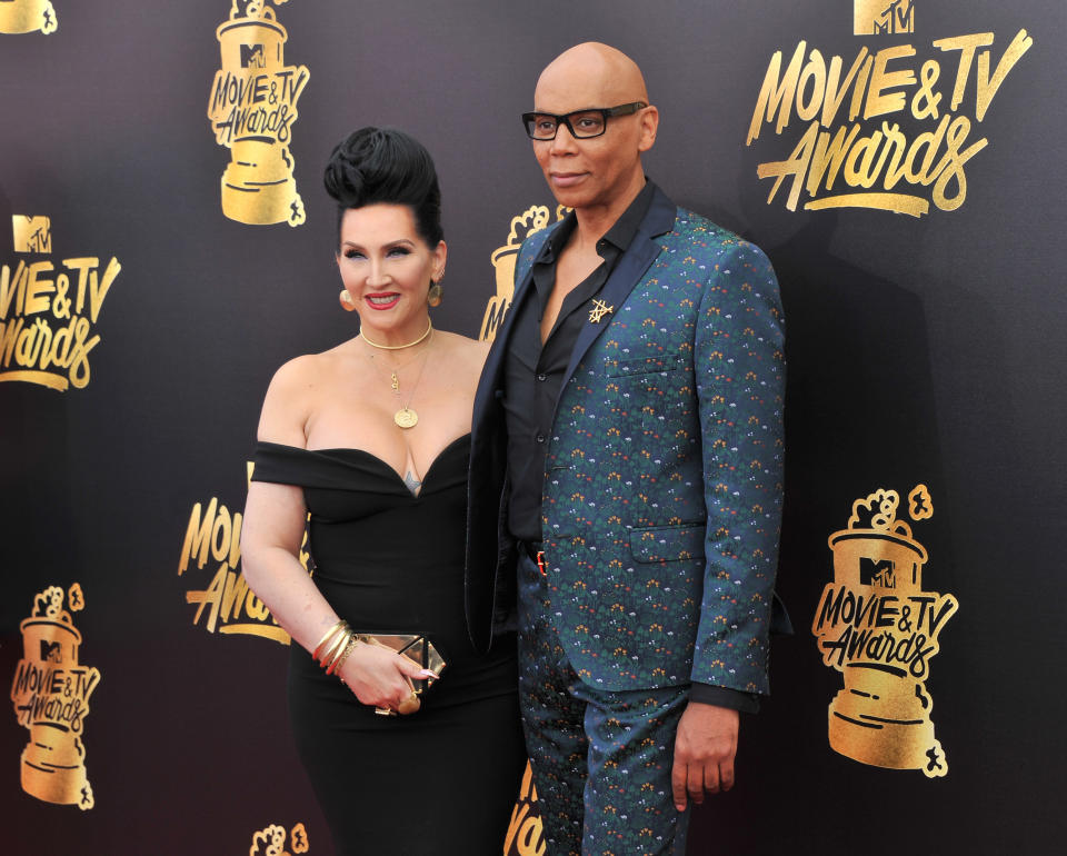 RuPaul and Michelle Visage arrive at the 2017 MTV Movie And TV Awards. (Photo: Gregg DeGuire via Getty Images)