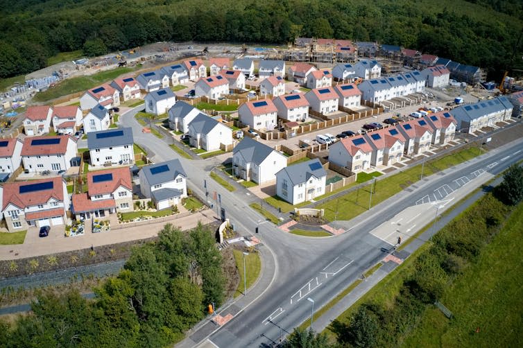 A housing development under construction in England.