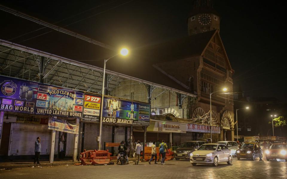 Stores are shut at Crawford Market in Mumbai during the city's night-time curfew  - Dhiraj Singh/Bloomberg 