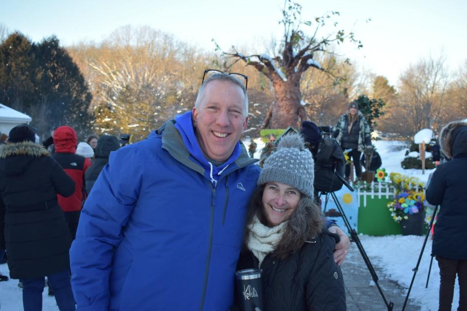 Bill and Kelly Hann celebrate Groundhog Day at the Howell Nature Center for the first time.