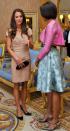 <p>Simple and elegant in Reiss again to meet Barack and Michelle Obama at Buckingham Palace</p>