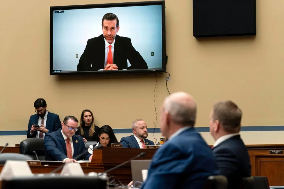 Jason Galanis testifies on a video link from prison before the House Oversight and Accountability Committee hearing (AP)