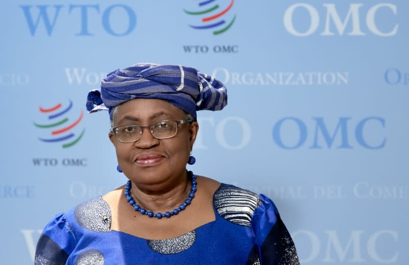 FILE PHOTO: WTO Director-General Ngozi poses before an interview with Reuters at the WTO headquarters in Geneva