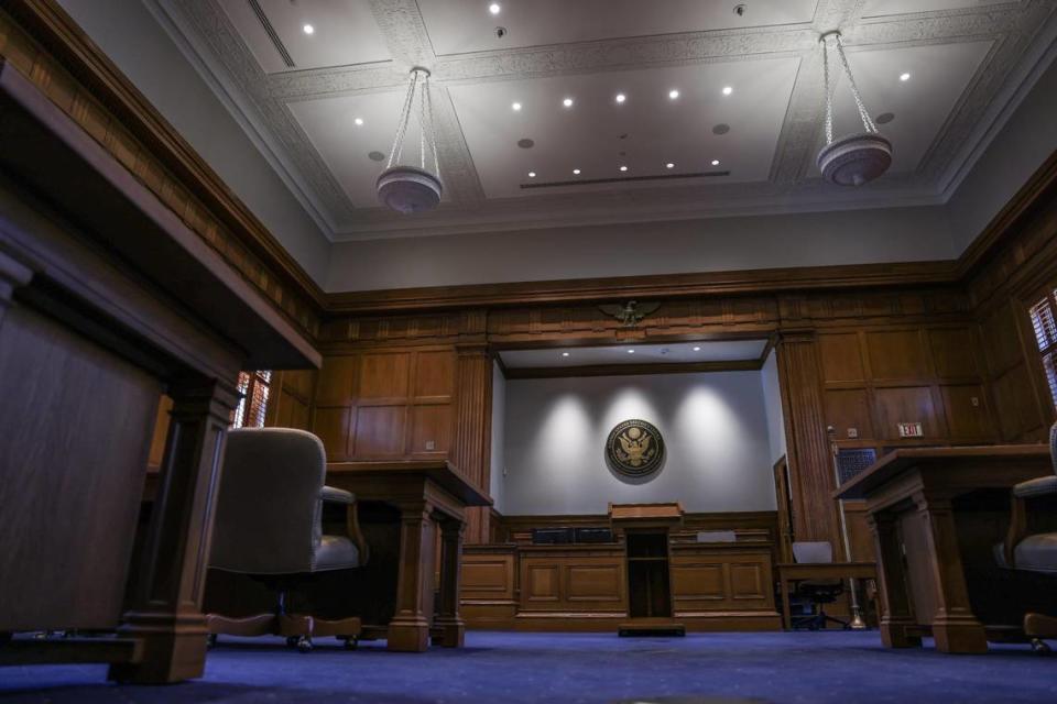 The Robert D. Potter courtroom dates back to 1935. As the only historic courtroom in the building, it is reserved for civil cases.