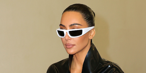 pfw kim kardashian wears look made out of balenciaga tape