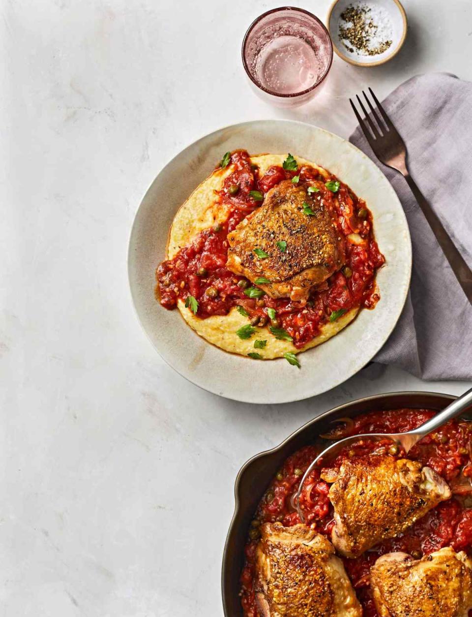 Chicken Thighs with Tomato-Caper Sauce