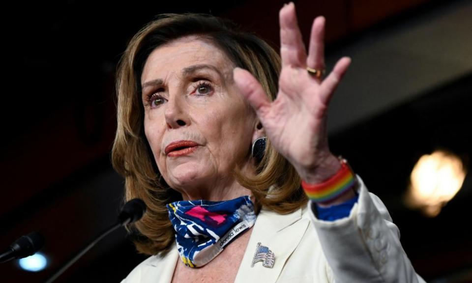 Nancy Pelosi rebuked Trump after he called to end stimulus talks over a pandemic relief package.