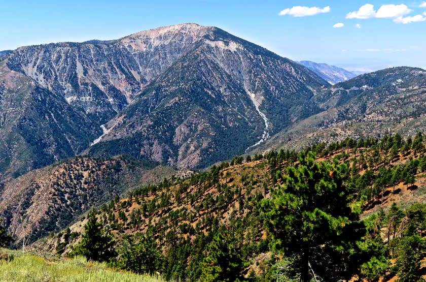 Looking across Prairie Fork Canyon at the east side of Mount Baden-Powell from E. Blue Ridge Road.