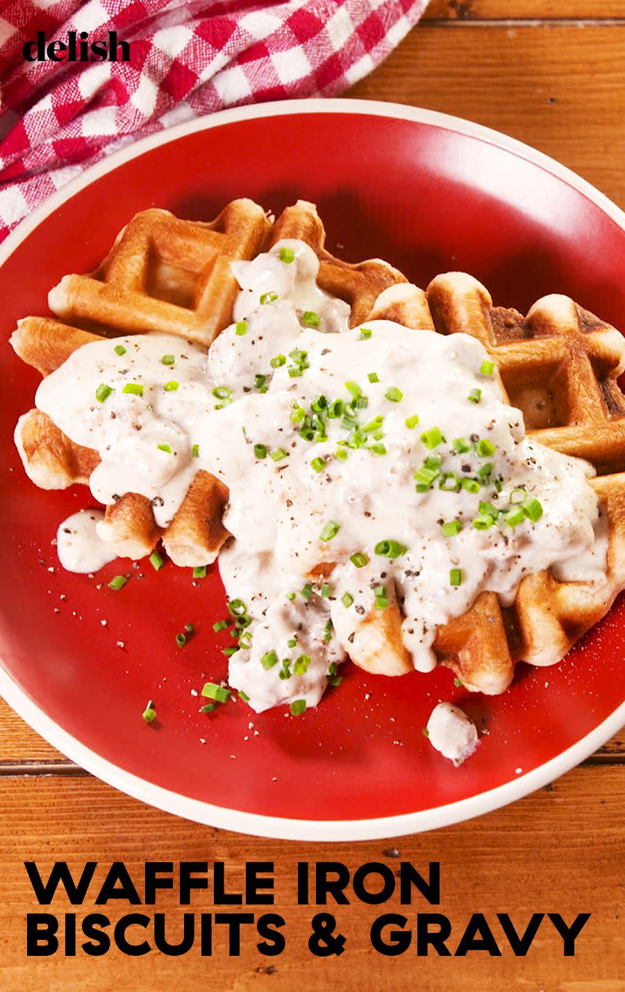 Waffle Iron Biscuits & Gravy